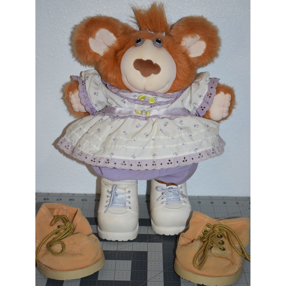 Vintage 1985 Furskins Plush Bear Xavier Roberts Coleco 18" with Extra Shoes